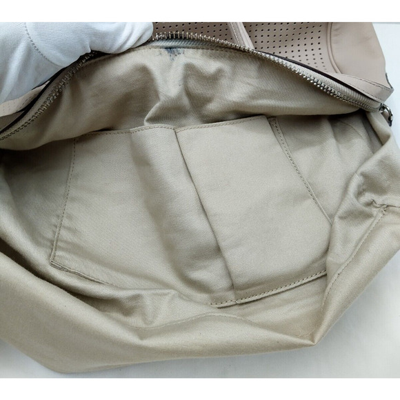 Coach Haley Light Nude Perforated Leather Top Handles Zipper Satchel Bag - Picture 11 of 14